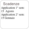 Scadenze
Application 1° sem:
15  Agosto
Application 2° sem:
15 Gennaio 