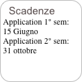 Scadenze
Application 1° sem:
15 Giugno
Application 2° sem:
31 ottobre