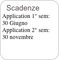 Scadenze
Application 1° sem:
30 Giugno Application 2° sem:
30 novembre
